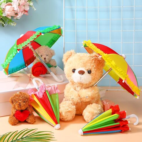 Jenaai 48 Pcs 10.8 Inch Multicolor Mini Umbrellas for Decorations Small Colorful Rainy Umbrella Decorations Miniature for Boys Girl Dolls Home Accessories (Rainbow Style) in Kuwait