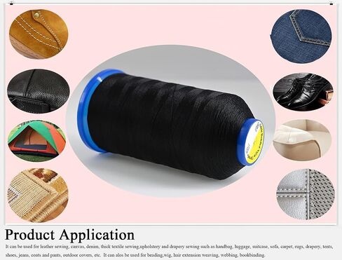 Selric [1700Yards / 26 Colors Available] Tex 70 Bonded Nylon Thread for Leather Sewing 210D/3 T70#69 Heavy Duty Upholstery Thread for Leather and Other Heavy Fabric （Black） in Kuwait