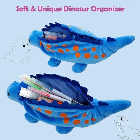 BB FUN HOUSE Pencil Case for Kids, 3D Plush Animal Dog Dinosaur Pencil Pouch Soft Stationery Storage Pen Bag for Girls and Boys School Supplies in Kuwait