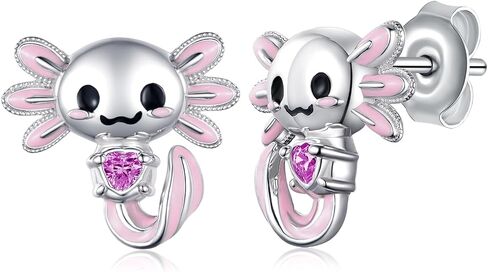 Axolotl Stud Earrings 925 Sterling Silver Axolotl Stud Cute Animal Jewelry Gift for Women Girl Daughter(May) in Saudi Arabia