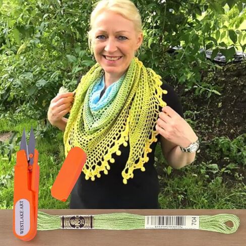 خيط التطريز 6 حبلا ، 0.01 رطل مشرق شارتروز ، محفوظ بمقص تطريز ، قطن أساسي بنسبة 100 ٪ ، 8.7 ياردة متعددة الاستخدامات ل -شايت ، غرزة الساتان والمزيد (حزمة 3) in Kuwait