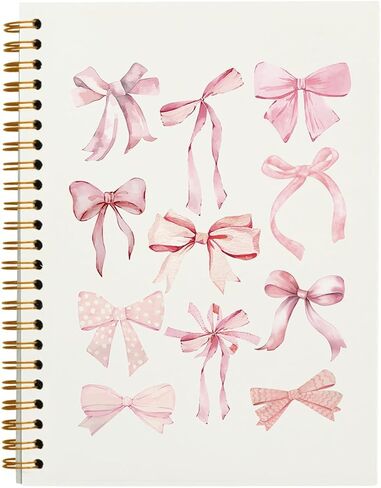 Coquette Pink Bow Notebook Journal ، Preppy Notebook ، دفتر ملاحظات جمالي وردي ، دفتر جيرلي ، دفتر ملاحظات وردي ، مستلزمات مكتبية وردية ، دفتر ملاحظات حلزوني 5.5x8.3 بوصة in Kuwait