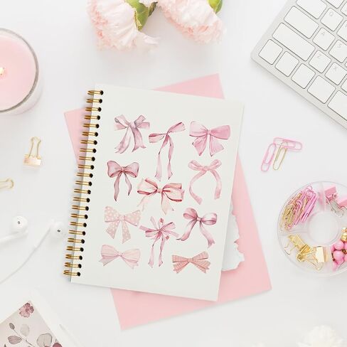 Coquette Pink Bow Notebook Journal ، Preppy Notebook ، دفتر ملاحظات جمالي وردي ، دفتر جيرلي ، دفتر ملاحظات وردي ، مستلزمات مكتبية وردية ، دفتر ملاحظات حلزوني 5.5x8.3 بوصة in Kuwait
