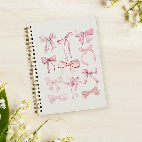 Coquette Pink Bow Notebook Journal ، Preppy Notebook ، دفتر ملاحظات جمالي وردي ، دفتر جيرلي ، دفتر ملاحظات وردي ، مستلزمات مكتبية وردية ، دفتر ملاحظات حلزوني 5.5x8.3 بوصة in Kuwait