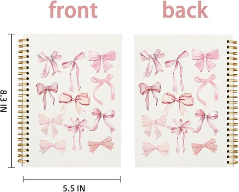 Coquette Pink Bow Notebook Journal ، Preppy Notebook ، دفتر ملاحظات جمالي وردي ، دفتر جيرلي ، دفتر ملاحظات وردي ، مستلزمات مكتبية وردية ، دفتر ملاحظات حلزوني 5.5x8.3 بوصة in Kuwait