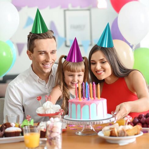 40/80 Pcs Colorful Birthday Party Cone Hats Bulk with Elastic String for Birthday Christmas New Year Party Supplies in Kuwait