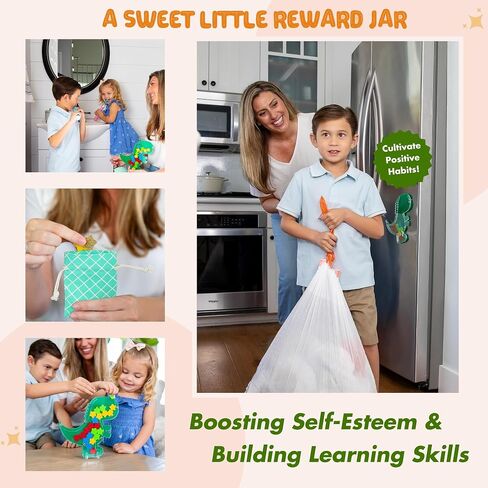Dinosaur Reward Jar for Kids, Potty Training Chart Toddler Boys/Girls, Reward Chart for Kids, Magnetic Reward Jars Classroom, Chores Chart for Kids, Behavior Chart at Home Incentive Chart in Saudi Arabia