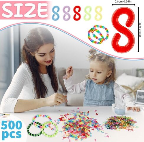 مقاطع S ، موصلات سوار ، مقاطع 500 PCS S لأساور النطاق المطاطي ، خطاف ناعم قوس قزح ، مقاطع مطاطية صغيرة ، مقاطع سوار من شريط المطاط ، سحر قوس قزح ، أدوات قوس قزح ، مجموعة صنع سوار ، محبب in Kuwait