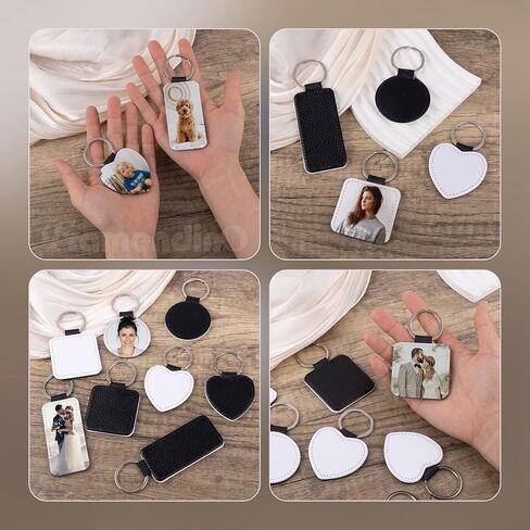 Framendino, Sublimation Blanks Leather Keychain Heat Transfer Key Rings Heart Round Square Rectangle Key Chains for DIY in Saudi Arabia