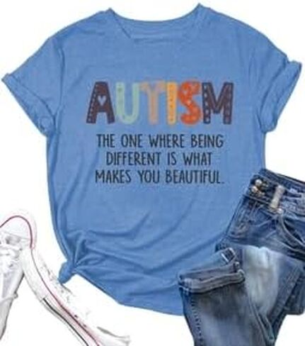 Autism Awareness Shirts Women Autism T Shirt Autism Aceeptance Tee Casual Inspirational Tops in Saudi Arabia