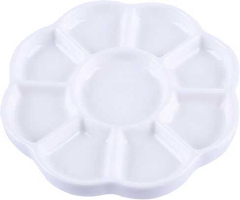 9-Well Flower Style Ceramic Paint Palette,5.3 Inches / 13.5cm Porcelain Watercolor Palette for Watercolor Gouache, Acrylic Oil Painting in Kuwait