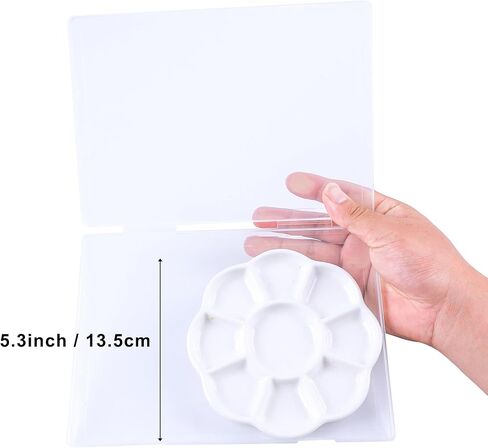 9-Well Flower Style Ceramic Paint Palette,5.3 Inches / 13.5cm Porcelain Watercolor Palette for Watercolor Gouache, Acrylic Oil Painting in Kuwait