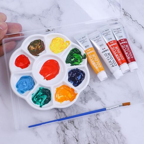 9-Well Flower Style Ceramic Paint Palette,5.3 Inches / 13.5cm Porcelain Watercolor Palette for Watercolor Gouache, Acrylic Oil Painting in Kuwait
