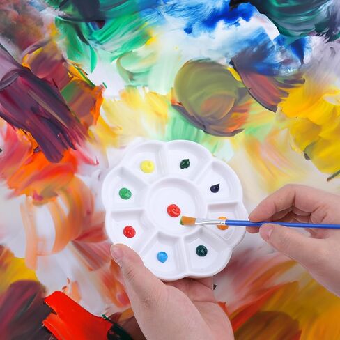 9-Well Flower Style Ceramic Paint Palette,5.3 Inches / 13.5cm Porcelain Watercolor Palette for Watercolor Gouache, Acrylic Oil Painting in Kuwait