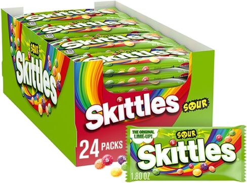 Skittles Sours St Patricks Day Rainbow ملفوفة بشكل فردي حزم حلوى Chewy بالحجم الكامل ، و 24 CT Box Box in Saudi Arabia