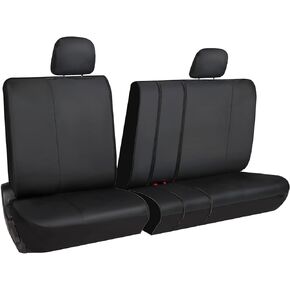 SUV Rear Bench Seat Cover for All 2nd or 3rd Row Split Folding Back Seats, Fits 60/40 or 50/50 Split Bench Seats or 50/50 Rear Third Row Backseat, Universal, Easy to Clean, Black Faux Leather
