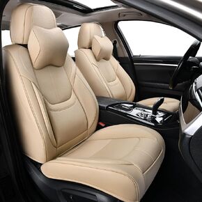 Black Car Seat Covers Full Set, 5 Seats Universal Leather Car Seat Covers, Waterproof Leather Seat Covers for Car and Headrest, Car Seat Cushion Protector, for Most Sedans SUV Truck