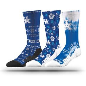 Strideline NCAA Mens Socks- Fun Pack 3 Pack (Tie Dye Tropical & Ugly Christmas) in Kuwait