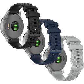 for Garmin Vivoactive 4S Watch Band, 18mm Soft Silicone Band for Garmin Vivomove 3S 39mm, Fossil Women's Gen 6/5E 42mm, Fossil Q Venture Gen 4 HR/Gen 3, Fossil Women's Sport 41mm-3pack