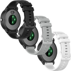 Bands for Garmin Vivoactive 3, 20mm Silicone Band for Forerunner 645/245 Music/Venu Sq 2/Venu 2 Plus, for Galaxy Watch 3 41mm/Galaxy Watch Active 2 40mm/44mm Bands Men Women-3Pack