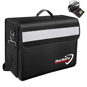 DocSafe Fireproof Document Bag with Multiple Pockets,5200°F Large (17"x12.5"x7.2") File Organizer Fireproof Waterproof Bag Important Document Holder Home Office Portable Filing Storage for Valuables