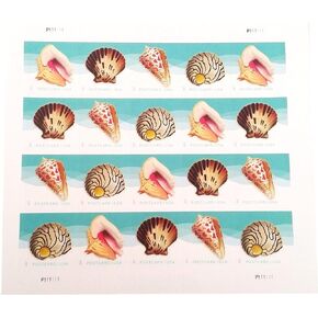Seashells Postcard Stamps, Sheet of 20