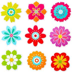 45 Pieces Spring Flower Cutouts Mini Retro Flower Cutouts Springtime Cut-Outs for Bulletin Board Classroom School Party Decoration
