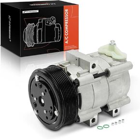 A-Premium AC Compressor with 8-Groove Pulley Compatible with Ford & Lincoln Vehicles - 4.6L, 5.4L, 6.0L, 6.8L - Excursion 2003-2005, F-150 1997-2002, F-250 350 450 550 (Super Duty) 1999-2007