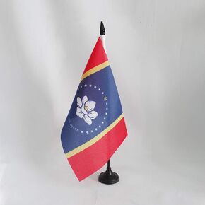 AZ FLAG New 2020 Mississippi State Table Flag 5'' x 8'' - in God We Trust Desk Flag 21 x 14 cm - Black Plastic Stick and Base
