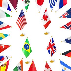24 حزمة من أعلام الدول وأعلام المكتب الوطنية، علم طاولة عالمي صغير لدولة صغيرة مع قاعدة حامل، مناسبات رياضية وديكورات حفلات الافتتاح الكبرى