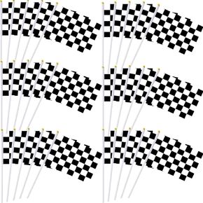 50 Pack Small Mini Black Flags On Stick DIY Hand Waving Flags and Banners Pennant Decoration for School Office Game Parade Sport Events, Festival Birthday Party Handheld Flags with Plastic Stick Gold