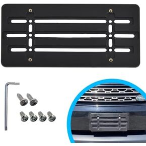 Front Bumper License Plate Bracket for Land Rover Range Rover 2000-2024, Plate Holder Set w 6 Unique Screw Bolts & Wrench Kit, License Tag Mounting Kit, Quality Plate Holders, Car Accessories