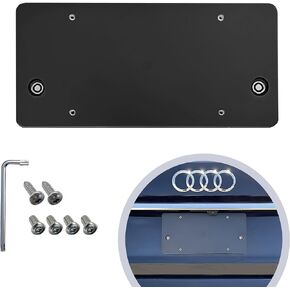 Rear Bumper License Plate Bracket For Audi Q7 2010-2023, Plate Holder Set w 8 Unique Screw Bolts & Wrench Kit, License Tag Mounting Kit, Quality Plate Holder, Premium Car Accessories