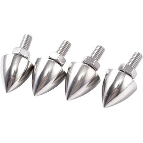 Universal Bullet License Plate Fastener Screw Caps for Standard License Plates 1-inch Stud w/Metric M6 x 1.0 Threads 4 Pcs 304 Stainless Steel Highly Polished to a Beautiful Mirror Like Finish