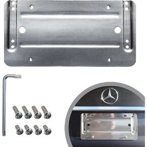 Rear Bumper License Plate Bracket For Mercedes-Benz 2007-2023, Plate Holder Set w 8 Unique Screw Bolts & Wrench Kit, License Tag Mounting Kit, Quality Plate Holders, Premium Car Accessories