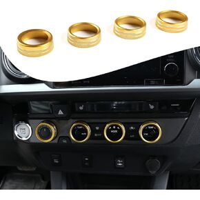 Fit for Toyota Tacoma 2015-2022 Car Central Control Air Conditioning Knob Ring ， Interior Protection Accessories ， Aluminum Alloy Control Button Decoration Cover (Red)