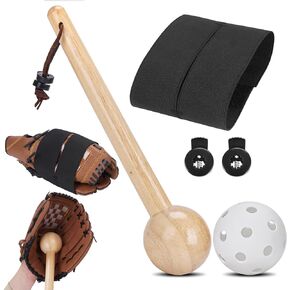 Baseball Glove Break-in kit for Men & Adult, One-Piece Structure Baseball Glove Mallet, Baseball Mitts Wooden Shaping Hammer, Softball Glove Wrap Band, Plastic Practice Ball & Glove Locks