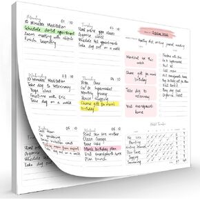 52 Sheets Weekly Planner Pad Undated Essentials for Productivity 10" x 8" - Tear off 100 GSM Paper - To Do list with PP Protection for student office and home - Built-in Habit & Goals Tracker