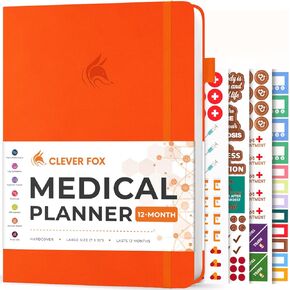 Clever Fox Large Medical Planner 12-Month – Medical Notebook, Health Diary, Wellness Journal & Logbook to Track Health – Self-Care Medical Journal – 12 Months, Undated, 7″ x 10.5″ (Rose Gold)