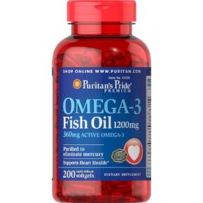 Puritan's Pride Omega-3 Fish Oil 1200mg, 200 softgels (13328)