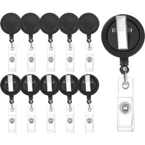 30 Pieces Retractable Badge Reels with Swivel Alligator Clip, Badge Reels Holder Badge Reel Clips for Nurse Teacher Office(Black)