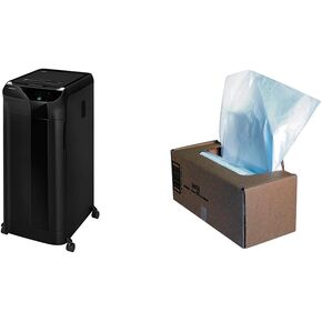 Fellowes AutoMax 600M 2-in-1 Heavy Duty Auto Feed Commercial Paper Shredder with Micro-Cut & Powershred Waste Bags for 325i and 325Ci Shredders, 50 Bags & Ties (36056)