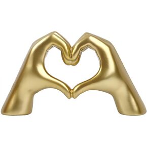 Heart Shape Love Finger Statue, Modern Art Sculpture Personalized Finger Gold Home Decoration for Wedding Home Office Desktop Gifts,Valentines Day Wedding Gift