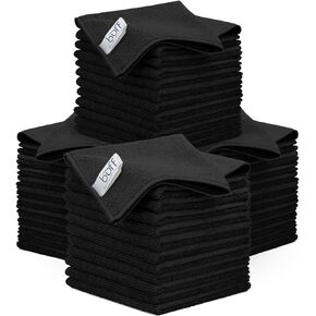 Microfiber Cleaning Cloths (48 Pack) | Size 12" x 12"| All Purpose Microfiber Towels - Clean, Dust, Polish, Scrub, Absorbent (Black)