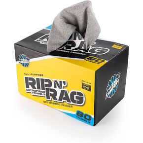 The Rag Company - Rip N' Rag Multi-Purpose Reusable Microfiber Towels for Home, Office, Garage, RV and More - 30 Count Roll - Premium 70/30 Blend - 200gsm