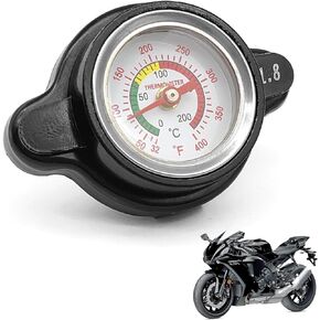 High Pressure Radiator Cap with Temperature Gauge, 1.8 Bar 25.6 psi Universal Radiator Cap Compatible with Honda, Kawasaki, Suzuki,Yamaha,KTM,Husqvarna Dirt Bike,Polaris Ranger,Motorcycle ATV Models