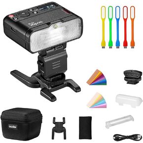 GODOX MF12 TTL 12W Macro Flash,2.4G Wireless Control Built-in 3.7V Lithium Battery Speedlite and Off-Camera TTL Speedlight Compatible with Canon Nikon Sony Fuji Olympus Panasonic with USB Light