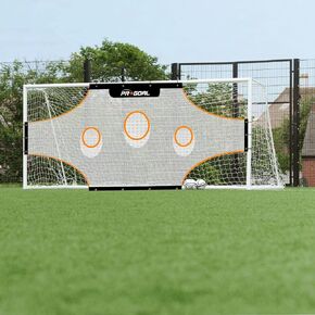 PROGOAL Soccer Goal Target Training Nets - 24x8FT/17x6.6FT/11x6FT Soccer Training Aide with 7 Highlighted Orange Scoring Zones,Portable Training Equipment with Carrying Bag & Bungee Cord