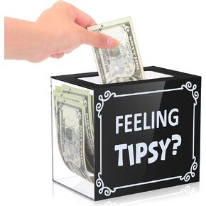 Acrylic Tip Collection Jar Box For Bartender Bars 6 x 5 x 4 Inch Money Container Acrylic Collection Donation Raffle Cash Money Storage Container for Bars Restaurants Musicians Drive