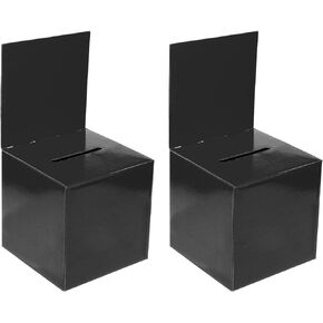 PATIKIL Cardboard Suggestion Box, 2 Pcs 6"x6"x6" Ballot Box with Removable Header Board Raffle Box for Suggestion, Collection, Tip, Donate, Voting, Black